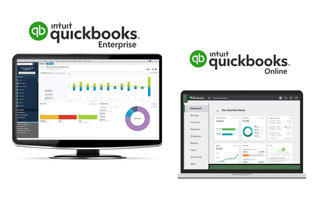 Intuit QuickBooks Enterprise and Intuit QuickBooks Online logos