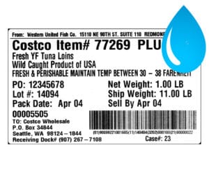 Costco waterproof package label