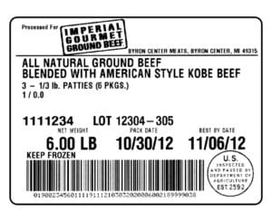 Imperial Gourmet Ground Beef label
